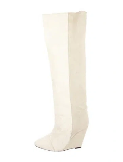 Pre-owned Isabel Marant Ponyhair Fur Trim Boots In White