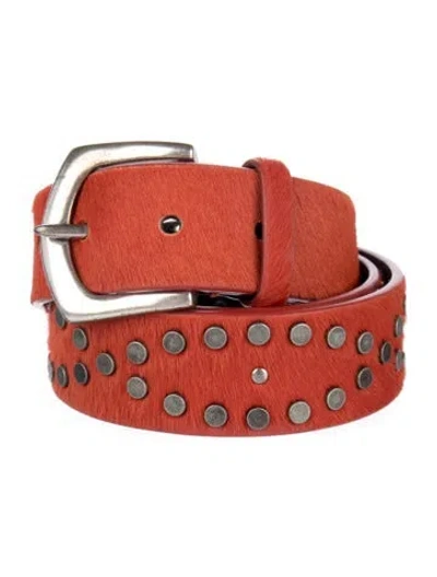Pre-owned Isabel Marant Ponyhair Studded Accents Belt In Orange