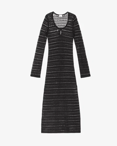 Isabel Marant Poros Crochet Maxi Dress In Black