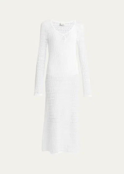 Isabel Marant Poros Scoop-neck Long-sleeve Crochet Knit Maxi Dress In White
