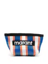 Isabel Marant Powden Logo-embroidered Clutch In White/blue/orange