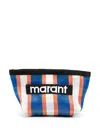Isabel Marant Powden Logo-embroidered Clutch In White/blue/orange