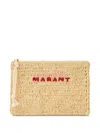 Isabel Marant Woven Texture Mini Bags With Wristlet Strap In Neutrals