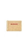 Isabel Marant Woven Texture Mini Bags With Wristlet Strap In Natural/pink