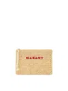 Isabel Marant Woven Texture Mini Bags With Wristlet Strap In Natural/pink