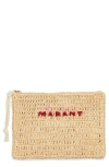 Isabel Marant Praia Raffia Zip Pouch In Pink