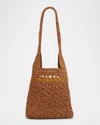 Isabel Marant Praia Small Raffia Logo Shoulder Bag In Brown