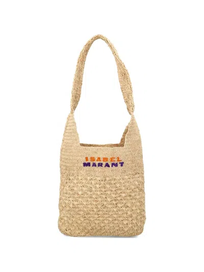 Isabel Marant Praia Small Rafia Tote In Sand