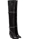 Isabel Marant Pre-loved Women Lelodie Leather Over The Knee Boots In Black In Black