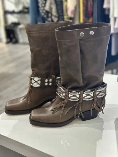 Isabel Marant Preloved Ademe Gaucho Fringe Boots In Brown