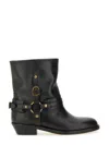 Isabel Marant 40mm Buckle-strap Leather Biker Boots In Black
