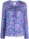Isabel Marant Floral-print Round-neck Blouse In Blue