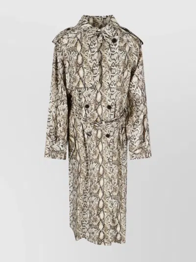 Isabel Marant Printed Animal Belted Waist Long Jacket In Multi