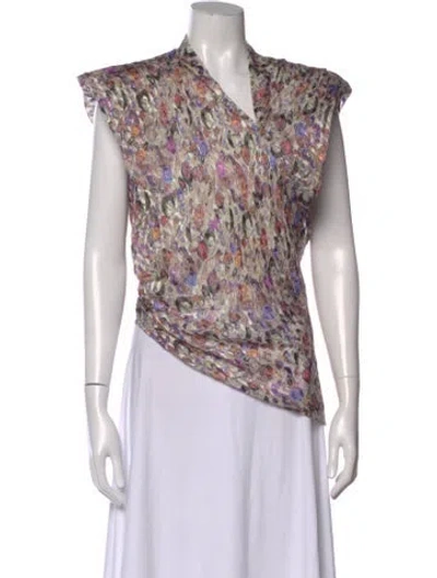 Pre-owned Isabel Marant Printed Asymmetrical Top In Blue