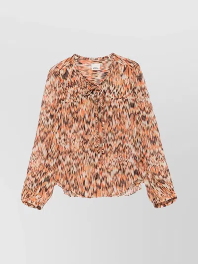 ISABEL MARANT PRINTED COTTON TOP TIE DETAIL