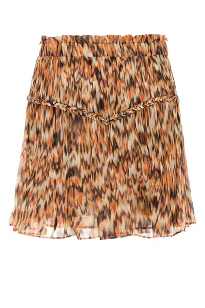 Isabel Marant Printed Crepe Roumi Mini Skirt In Brown