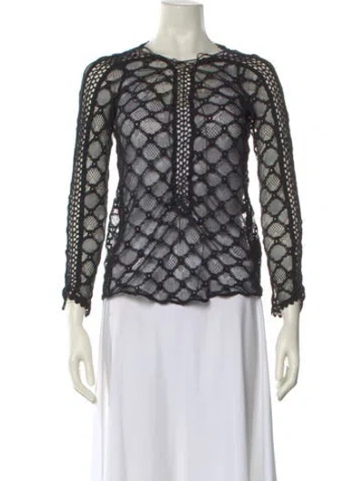 Pre-owned Isabel Marant Printed Crew Neck Blouse In Black