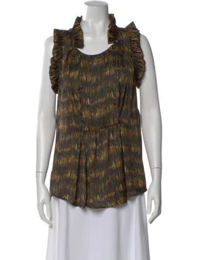 Pre-owned Isabel Marant Printed Crew Neck Blouse In Black