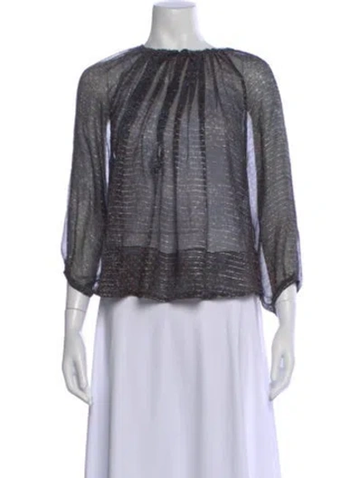 Pre-owned Isabel Marant Printed Crew Neck Blouse In Black