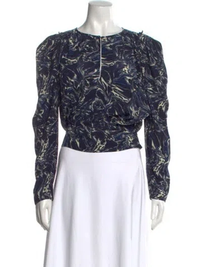 Pre-owned Isabel Marant Printed Crew Neck Blouse In Blue