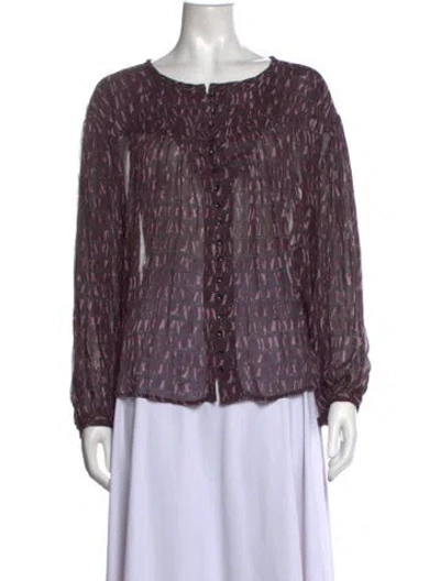 Pre-owned Isabel Marant Printed Crew Neck Blouse W/ Tags In Purple