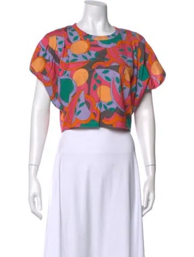 Pre-owned Isabel Marant Printed Crew Neck Crop Top In Purple