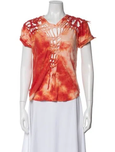 Pre-owned Isabel Marant Printed Crew Neck Top In Orange