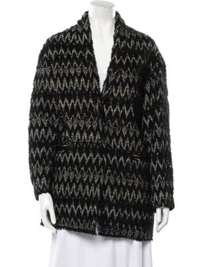 Pre-owned Isabel Marant Printed Faux Fur Coat In Black
