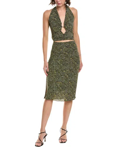 Isabel Marant Printed Jersey Midi Skirt In Green