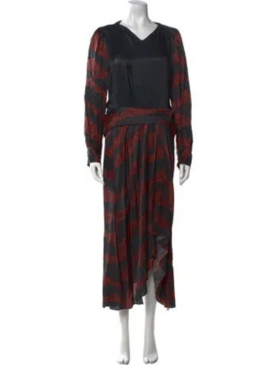 Pre-owned Isabel Marant Printed Long Dress In Black