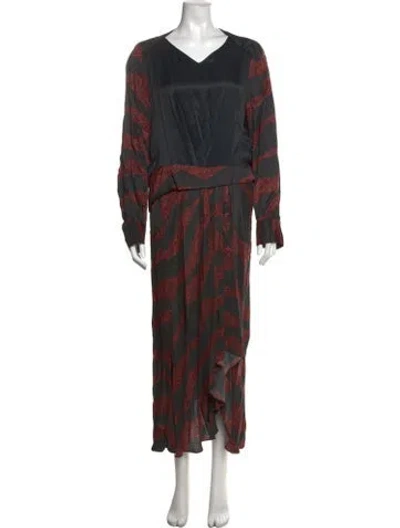 Pre-owned Isabel Marant Printed Long Dress In Black