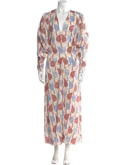 Pre-owned Isabel Marant Printed Long Dress In White