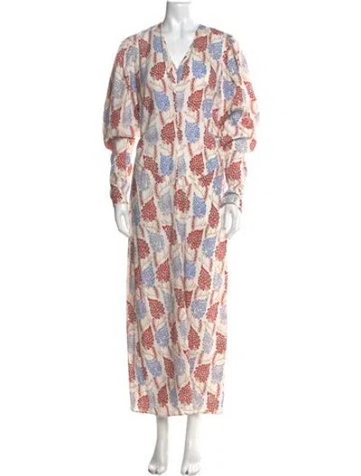 Pre-owned Isabel Marant Printed Long Dress In White