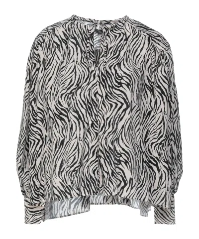 Isabel Marant Printed Long Sleeve Blouse In Gray