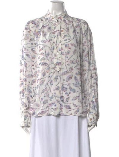 Pre-owned Isabel Marant Printed Long Sleeve Blouse W/ Tags In White