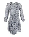Isabel Marant Printed Mini Dress In Blue Silk In Blue