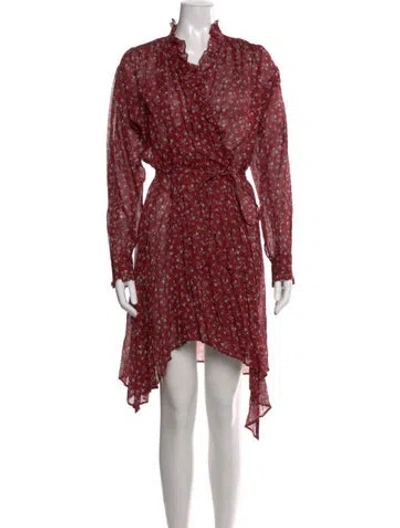 Pre-owned Isabel Marant Printed Mini Dress W/ Tags In Burgundy