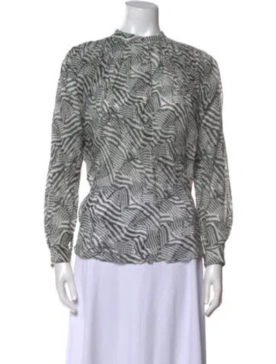 Pre-owned Isabel Marant Printed Mock Neck Blouse In Black