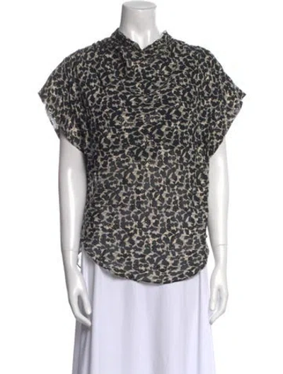 Pre-owned Isabel Marant Printed Mock Neck Blouse In Black