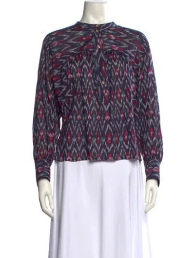 Pre-owned Isabel Marant Printed Mock Neck Blouse In Blue