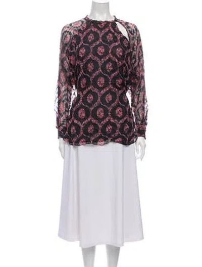 Pre-owned Isabel Marant Printed Mock Neck Blouse In Multi