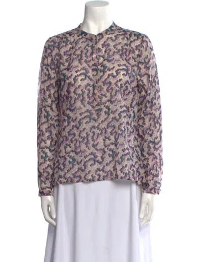 Pre-owned Isabel Marant Printed Mock Neck Blouse In Purple