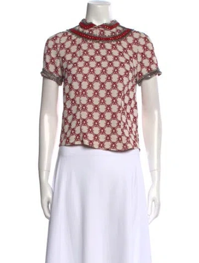 Pre-owned Isabel Marant Printed Mock Neck Crop Top In Red