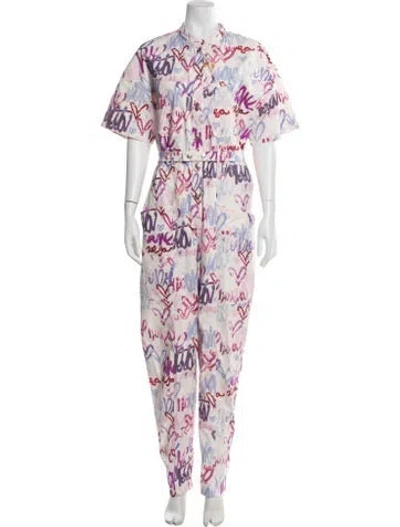 Pre-owned Isabel Marant Printed Mock Neck Jumpsuit In White