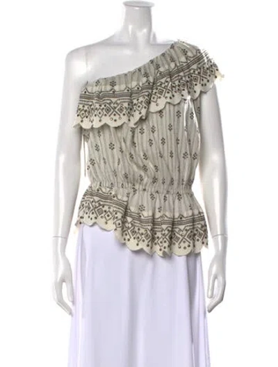 Pre-owned Isabel Marant Printed One-shoulder Top In Neutral