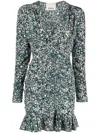 Isabel Marant Printed Ruched Minidress In Gray