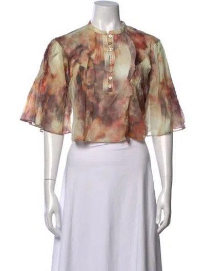 Pre-owned Isabel Marant Printed Short Sleeve Blouse In Neutrals