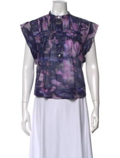 Pre-owned Isabel Marant Printed Short Sleeve Blouse W/ Tags In Purple