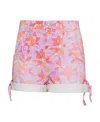 Isabel Marant Naesqui Floral Side-tie Denim Shorts In Pink