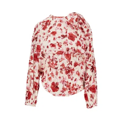 Isabel Marant Printed Silk 'firma' Blouse In Red